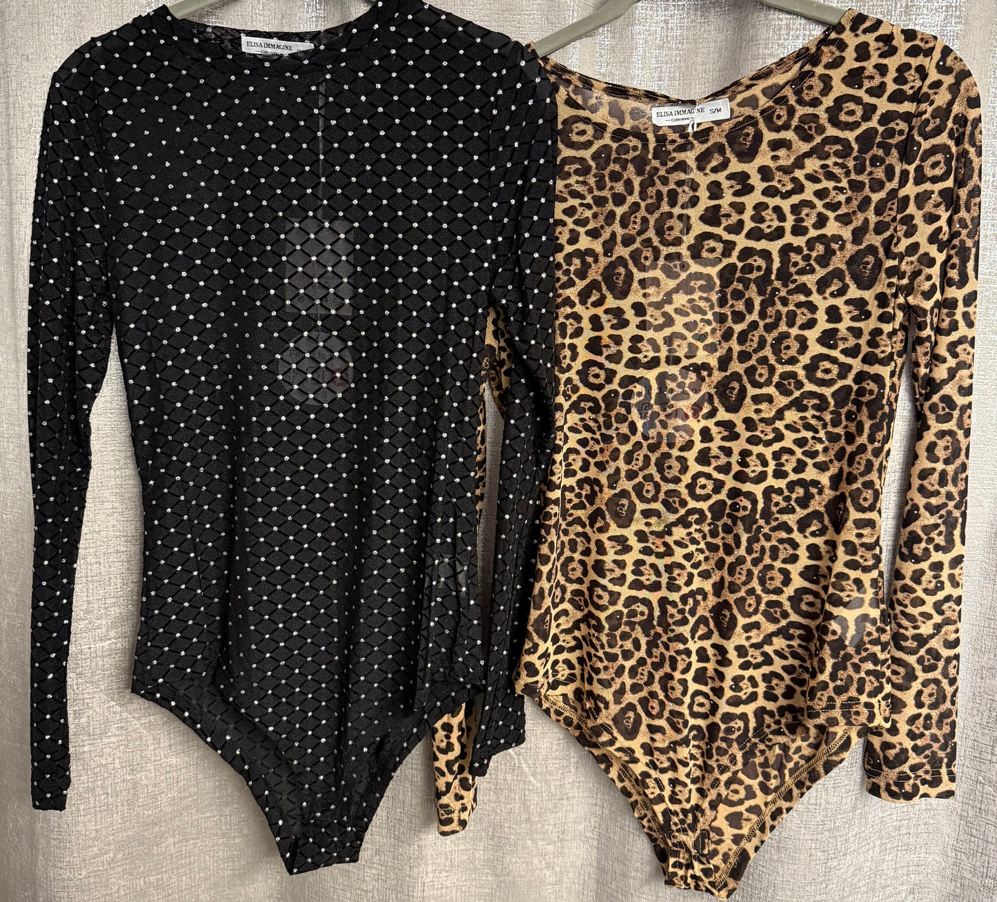 Leopard Print Diamante Sequin Bodysuit