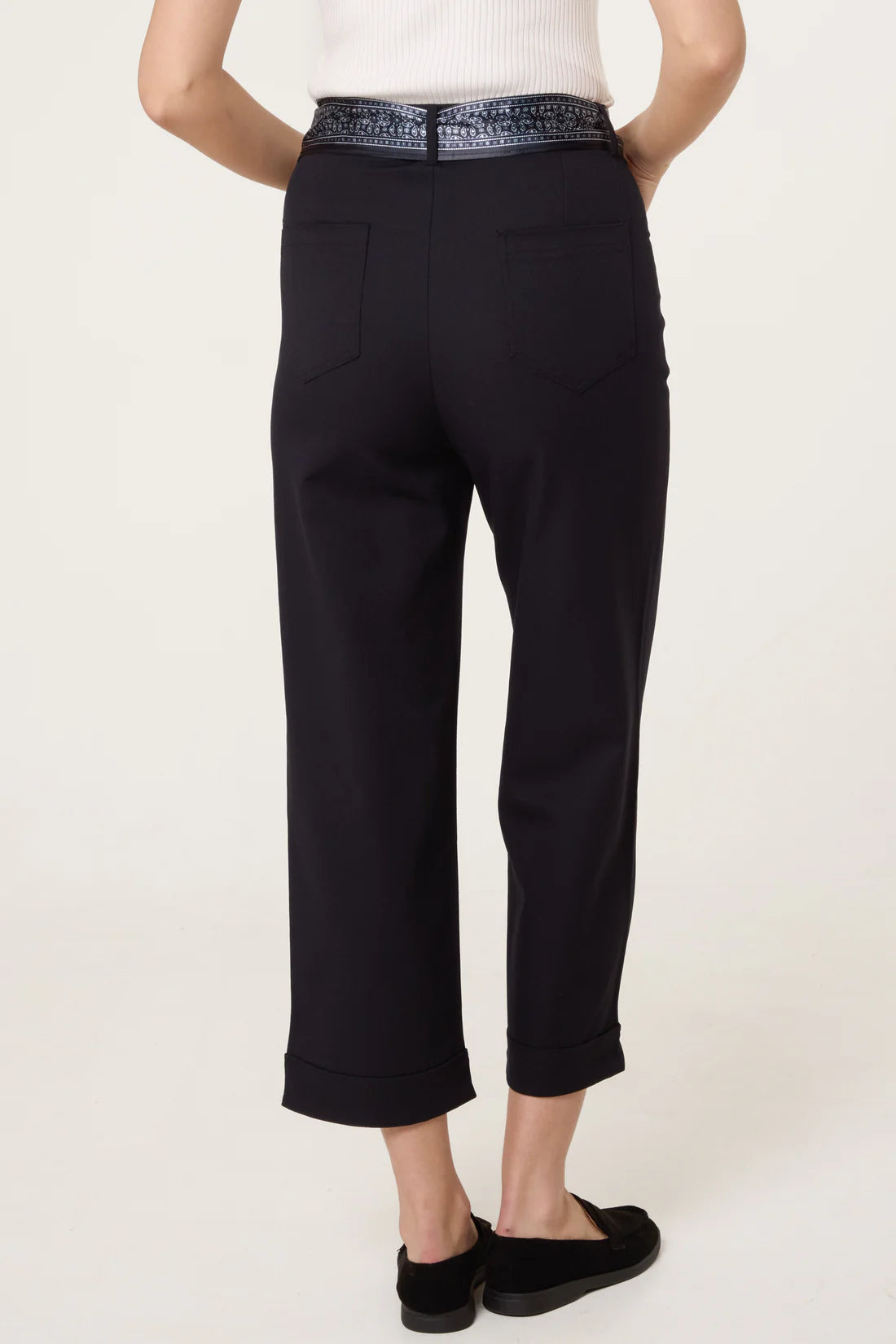 Scarf Belt Straight Leg Trousers