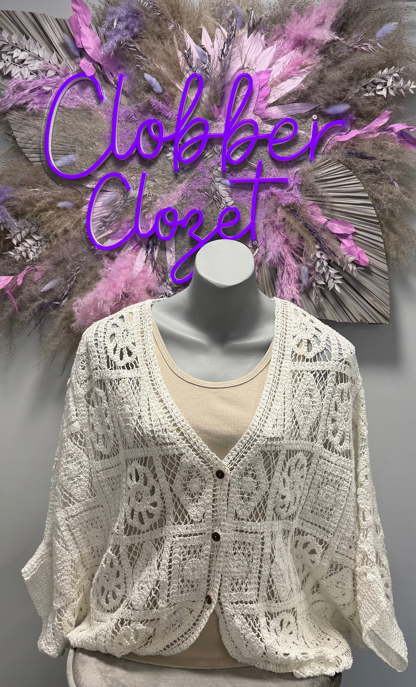 Jessica Curve Hem Crochet Cotton Cardigan