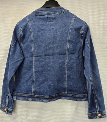Gold Button Denim Mandarin Cotton Stretch Jacket