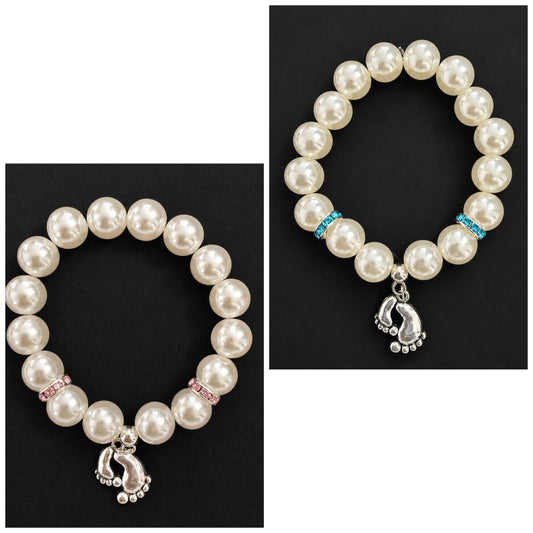 Faux Pearl 12mm Bead Baby Shower/Gender Reveal Bracelets (Copy)