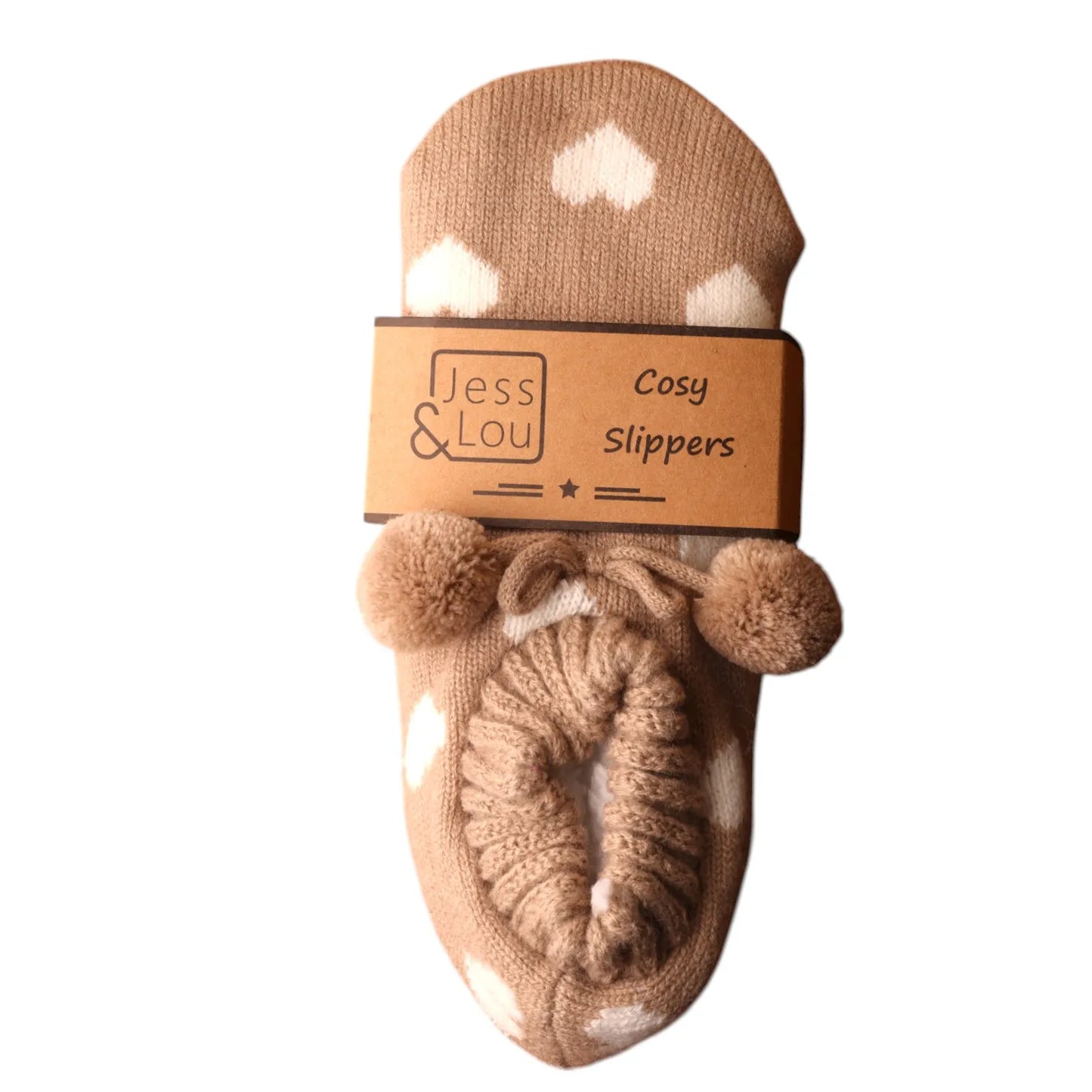 Jess & Lou White Heart Cosy Slippers