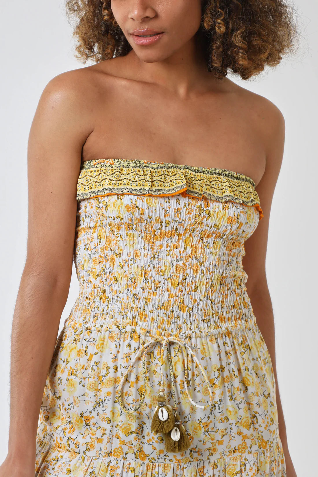 Yasmin - Bandeau Floral & Shell Maxi Dress
