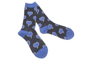 Heart Pattern Socks - Blue