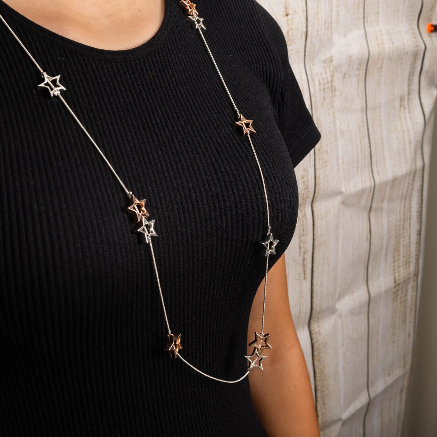 Cascading Star Necklace - Gold and Silver Colour