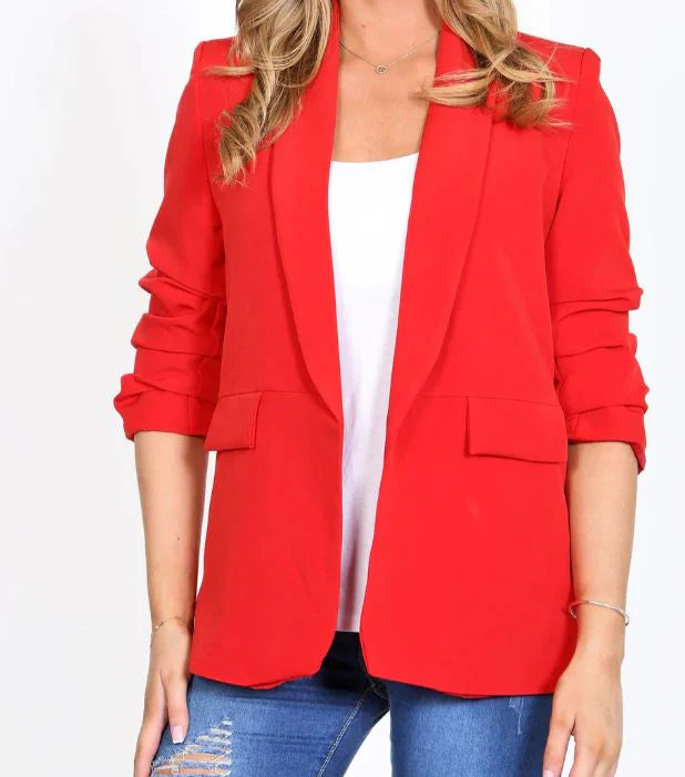 Trudy Italian Ruched Sleeve Blazer