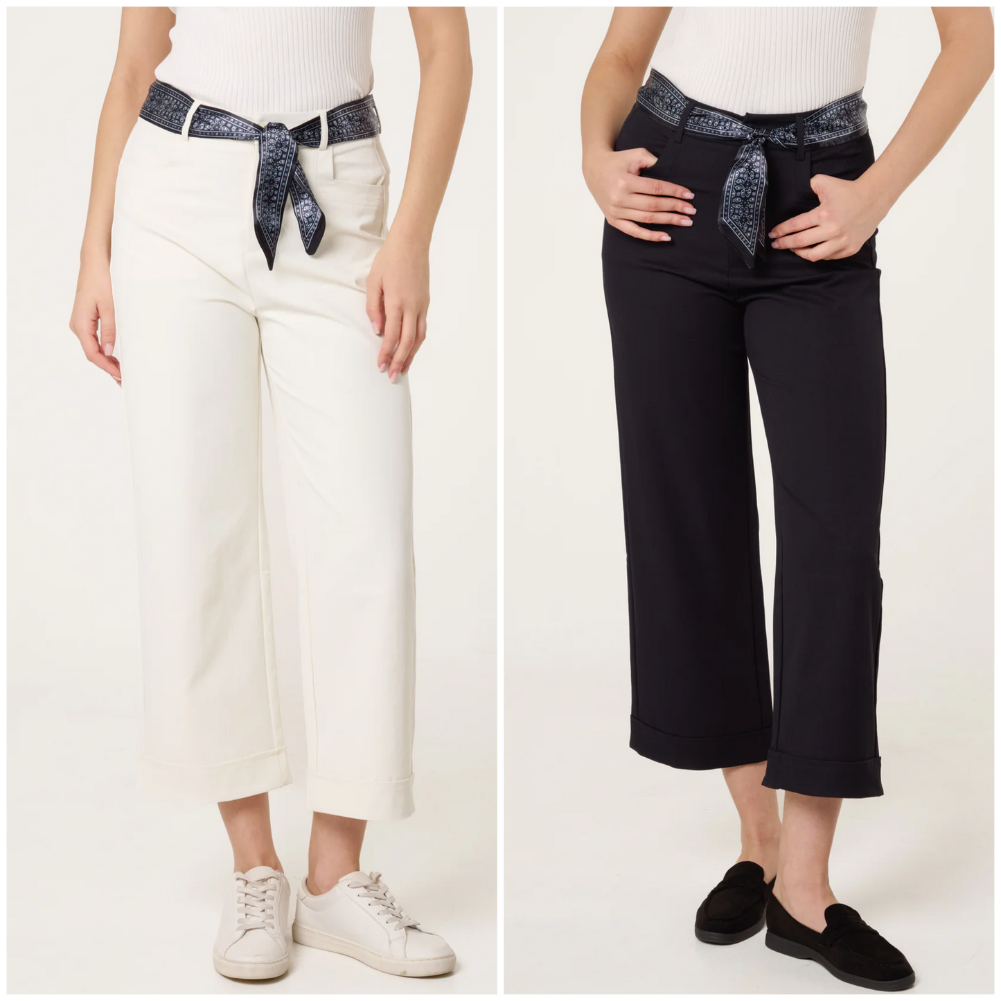 Scarf Belt Straight Leg Trousers