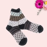 Flower Dots Heart Pattern Socks - Black
