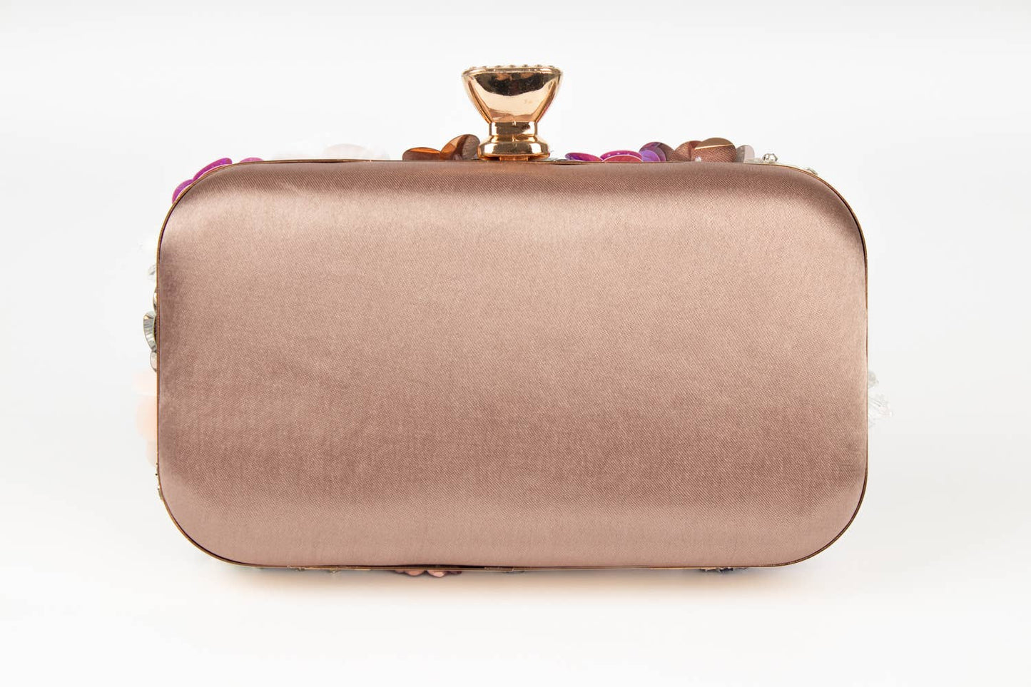 Floral Embellished Clutch Bag: Silver