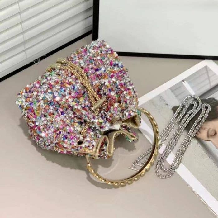 Rainbow Shimmering Bucket Bag in Multicolour Shells