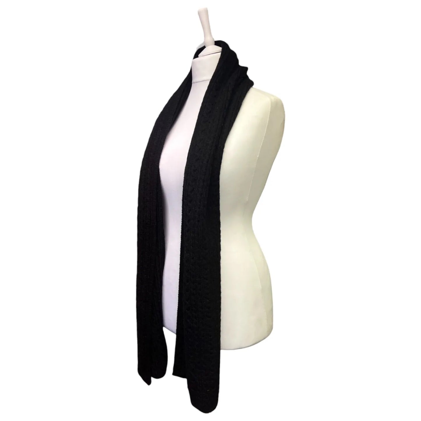 Jess & Lou Black Cable Knit Scarf
