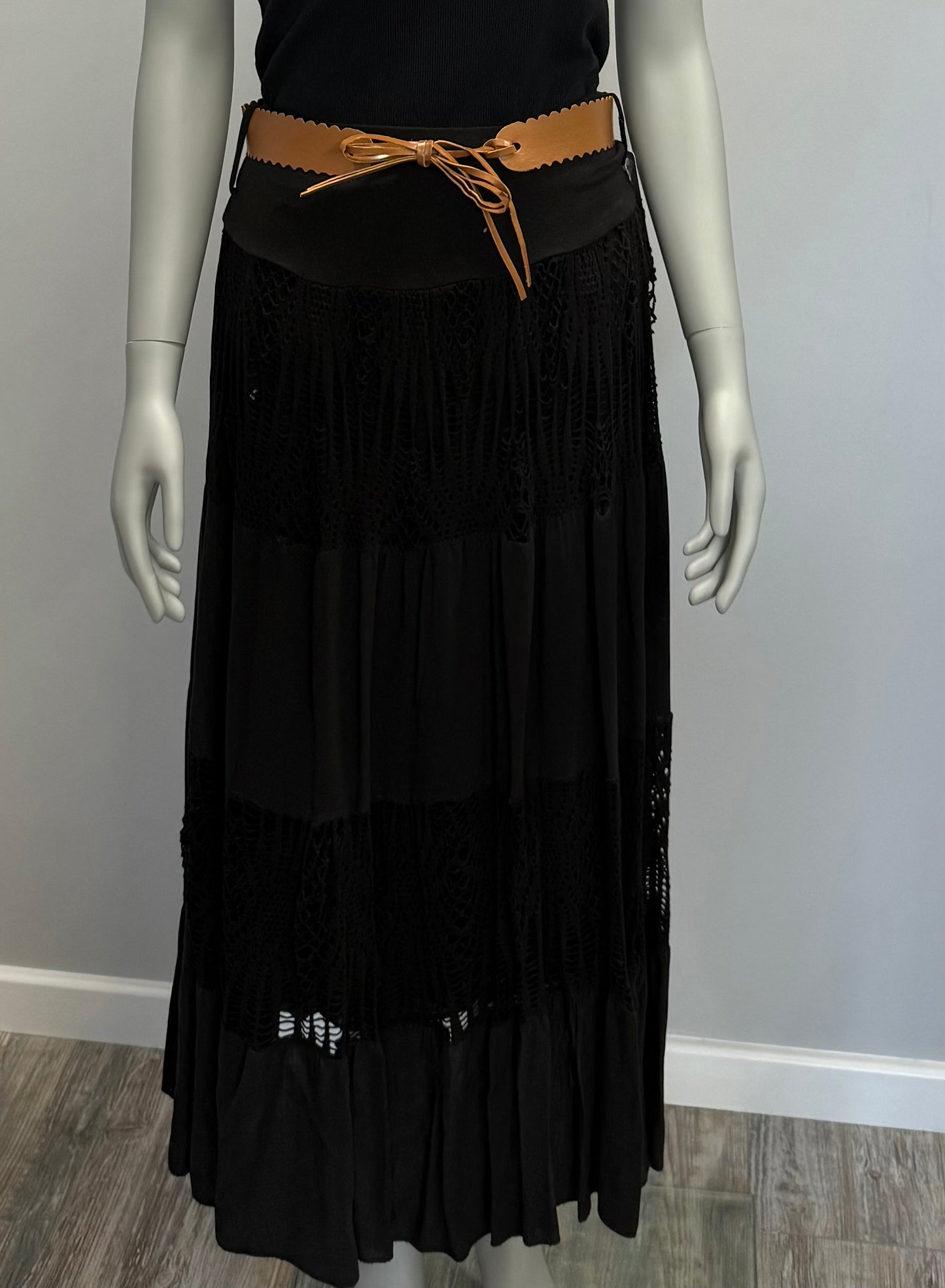 Esmeralda Gypsy Tiered Crochet Maxi Skirt