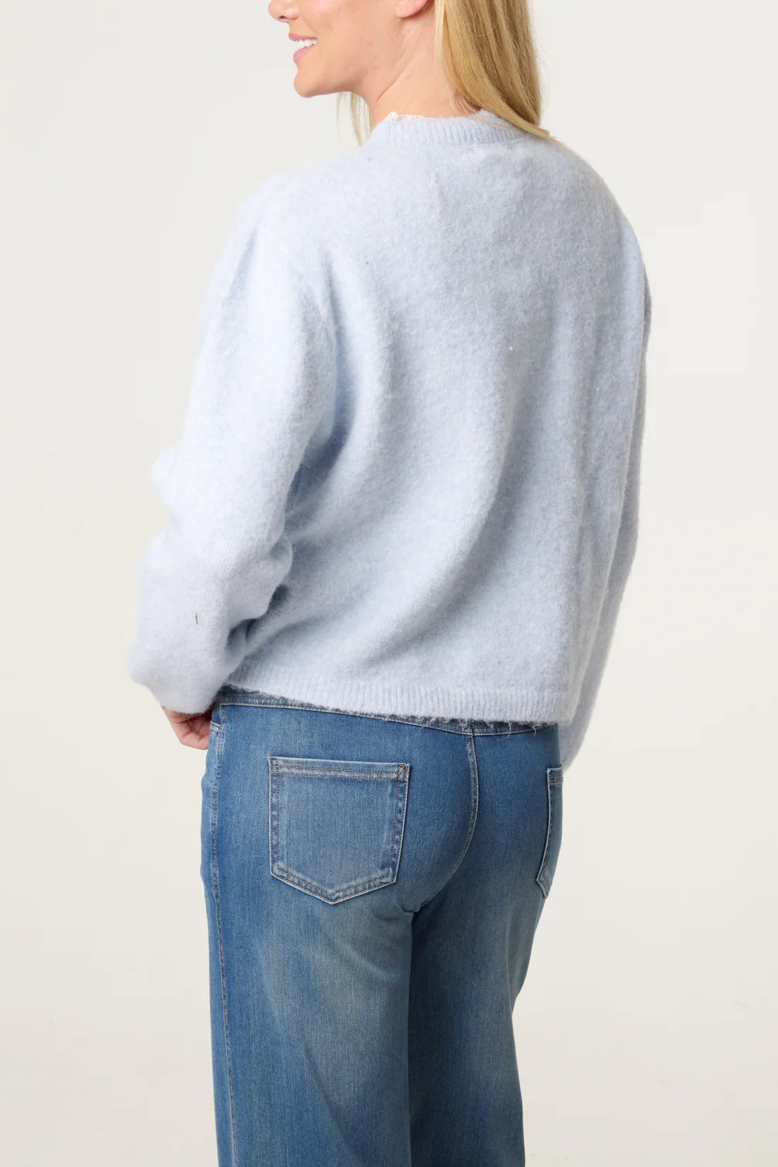 Broderie Anglaise Trim Knit Cardigan
