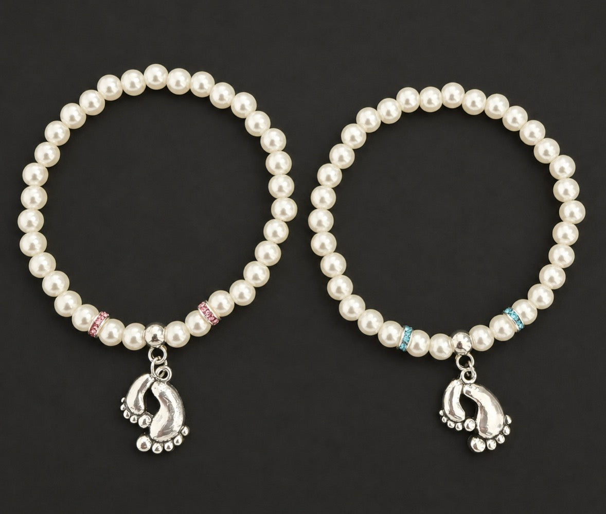 Faux Pearl 6mm Bead Baby Shower/Gender Reveal Bracelets