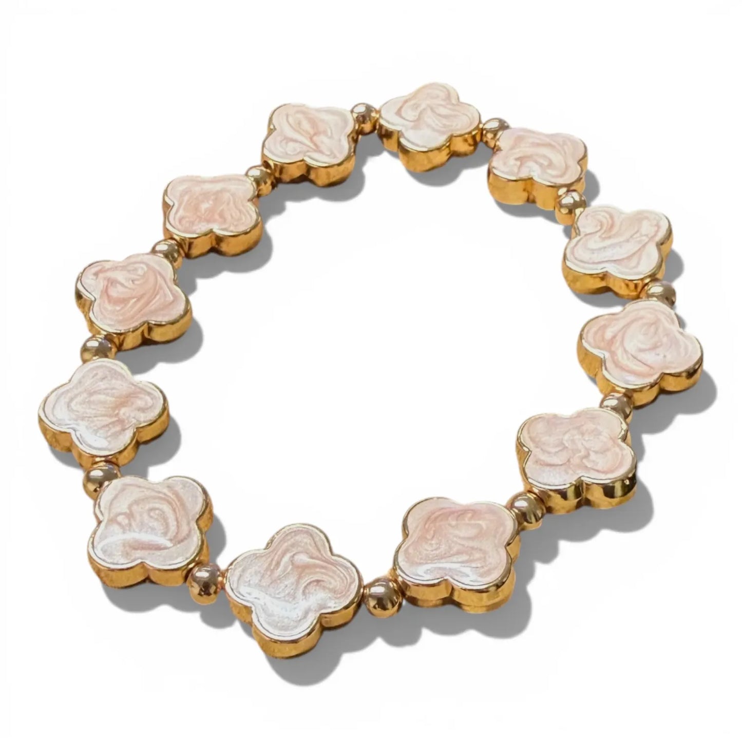 Jess & Lou Pink Clover Pearlescent Bracelet