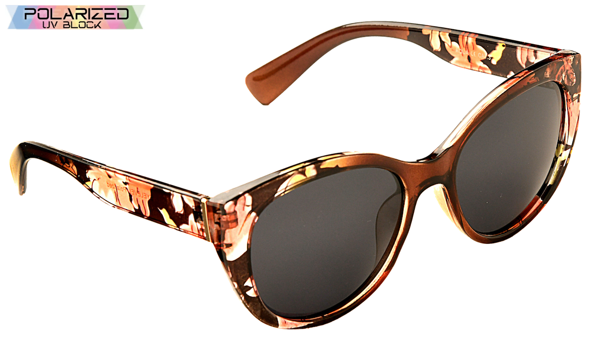 Aqua - Polarized Ladies Fashion Sunglasses- Brown or Pink Floral