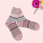 Flower Dots Heart Pattern Socks - Pink