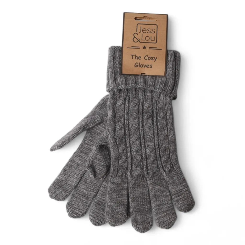 Jess & Lou Charcoal Cosy Cable Knit Gloves