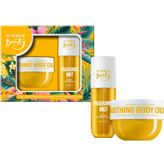 Summer Beauty Salted Caramel Beauty Vanilla Duo Gift Set (220ml Body Cream + 145ml Fragrance Body Mist)