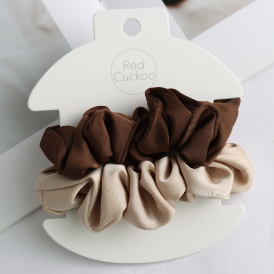 Scrunchies Pack Of 2 Brown Beige