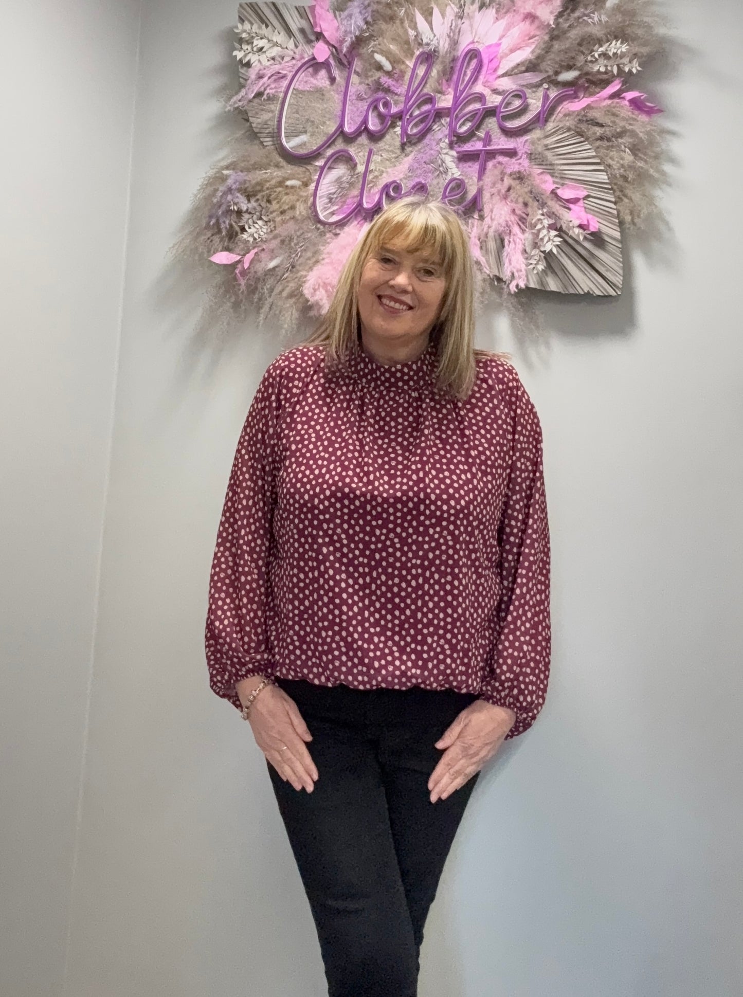 Isadora - Pebble Spot Italian Volume Sleeve Top