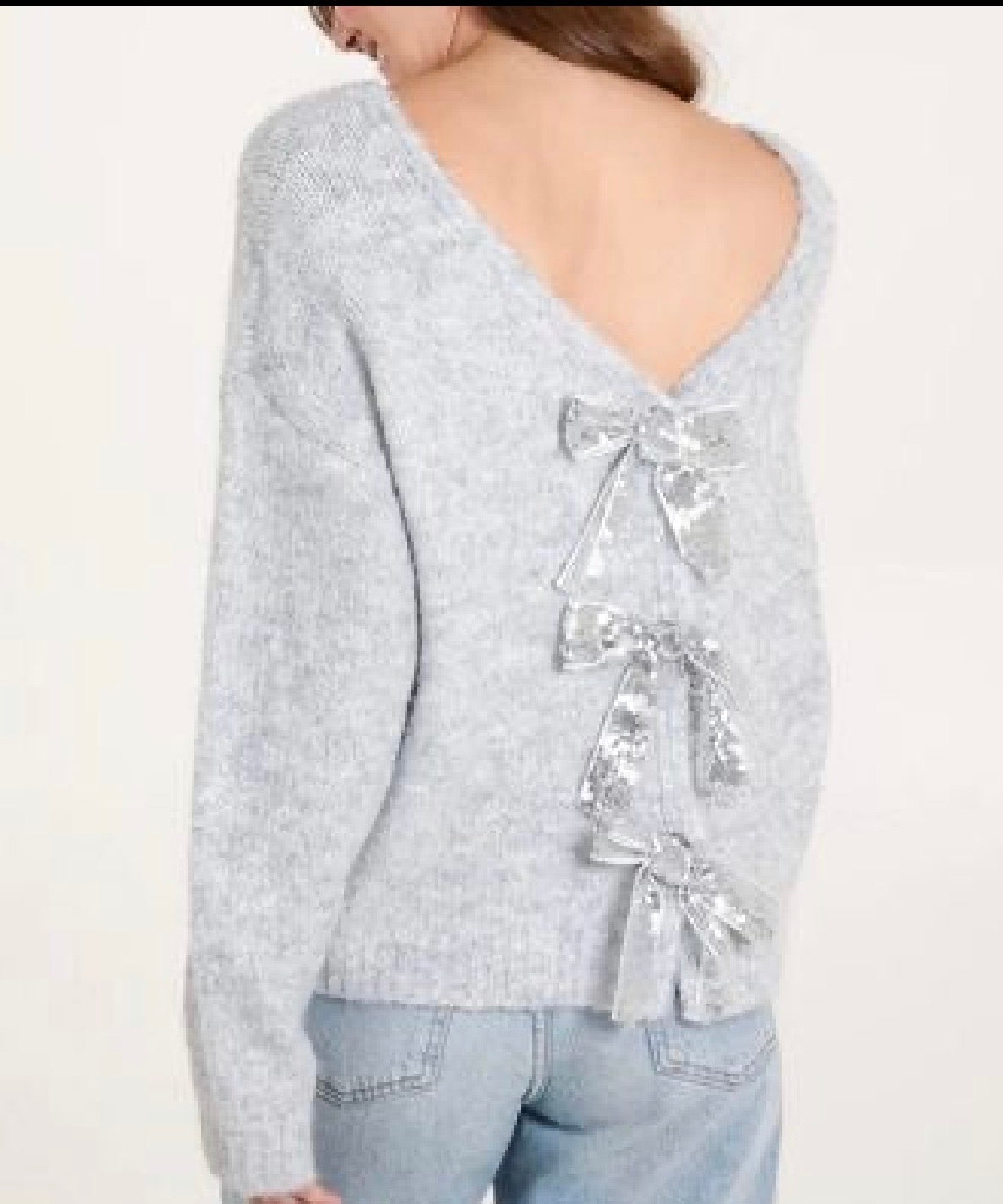 Silver Sequin Bow 2 In 1 Jumper/Cardigan