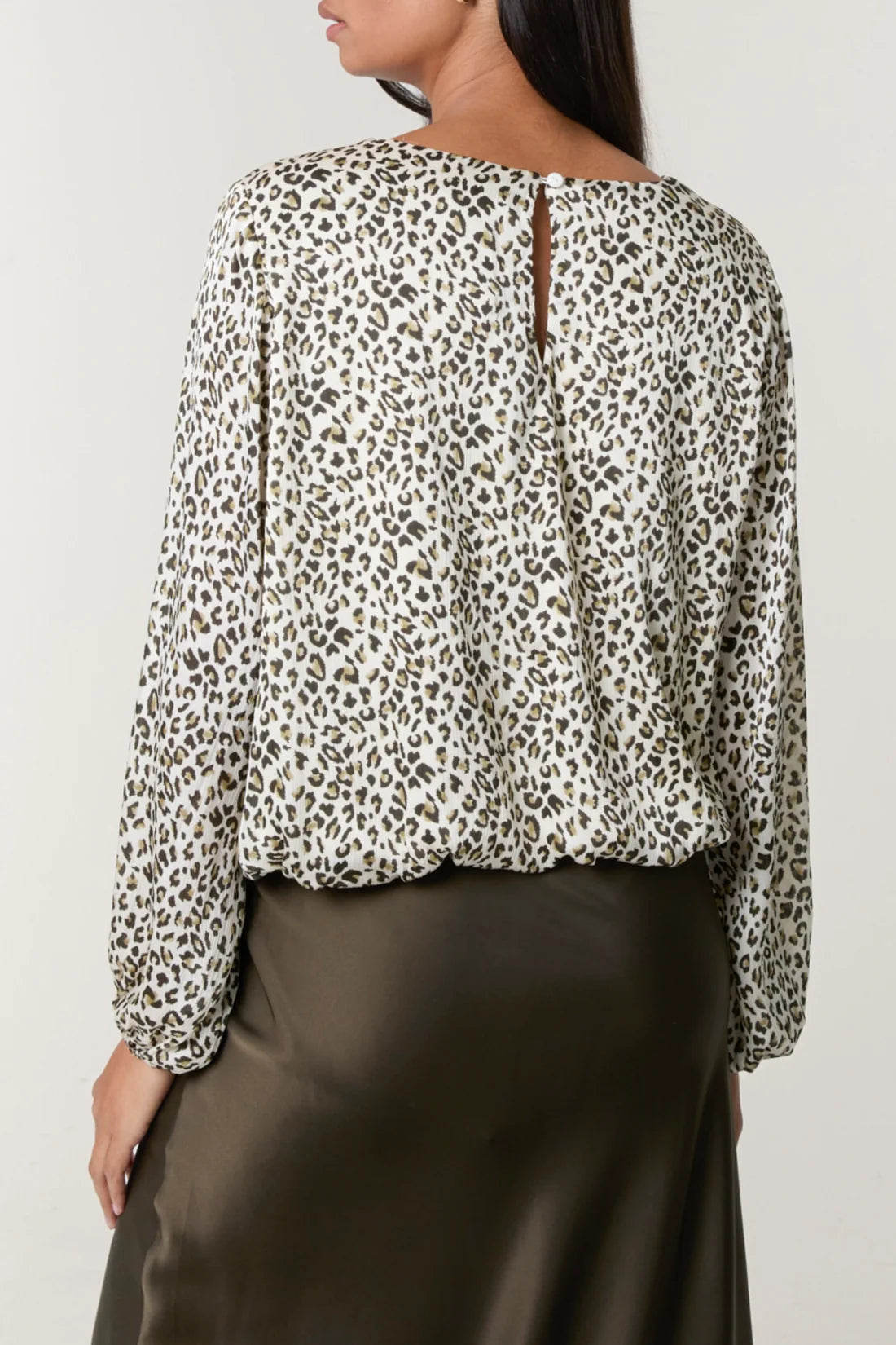 Animal Print Round Neck Bubble Top