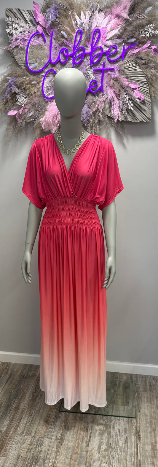 Short Sleeve Ombre Maxi Dress