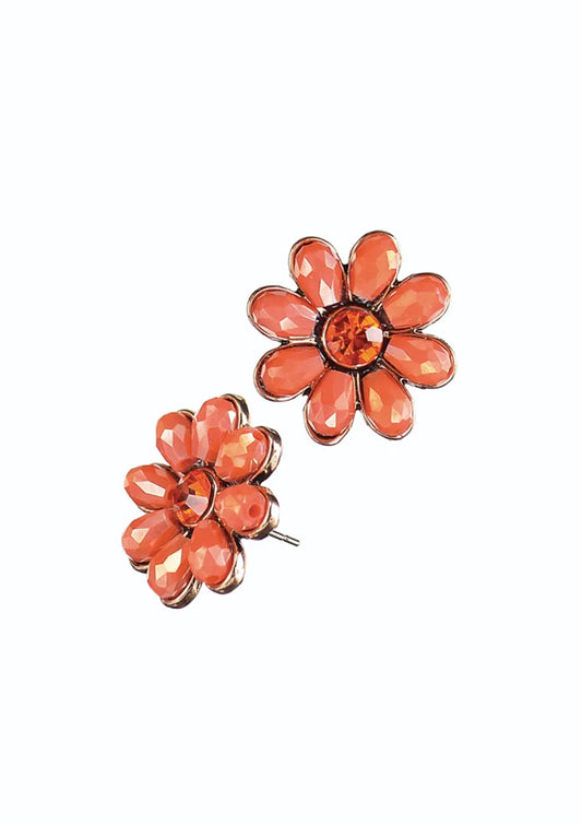 Daisy Maisy Studs - Coral / Fire