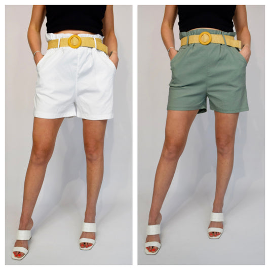 Italian Paperbag Belted Shorts