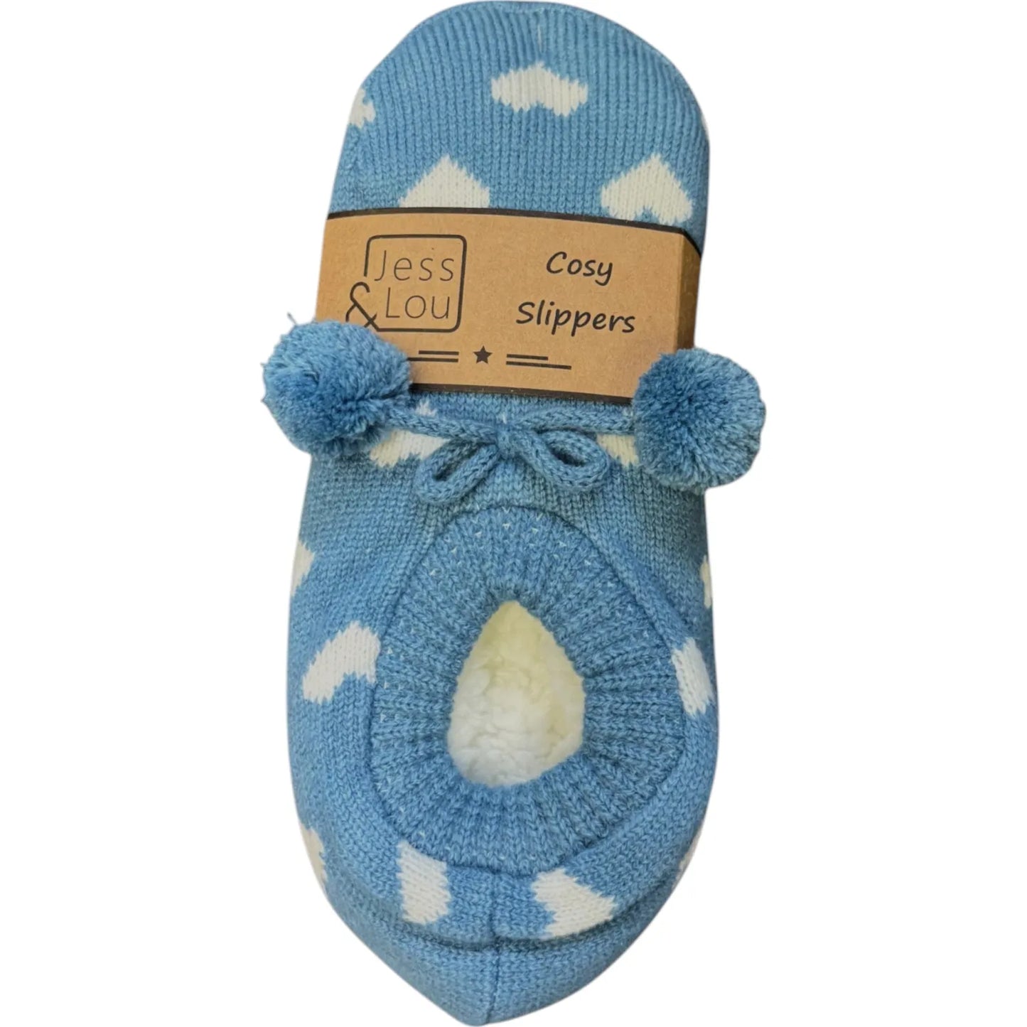 Jess & Lou White Heart Cosy Slippers