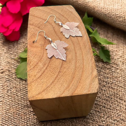Jess & Lou Pink Oak Leaf Filigree Earrings