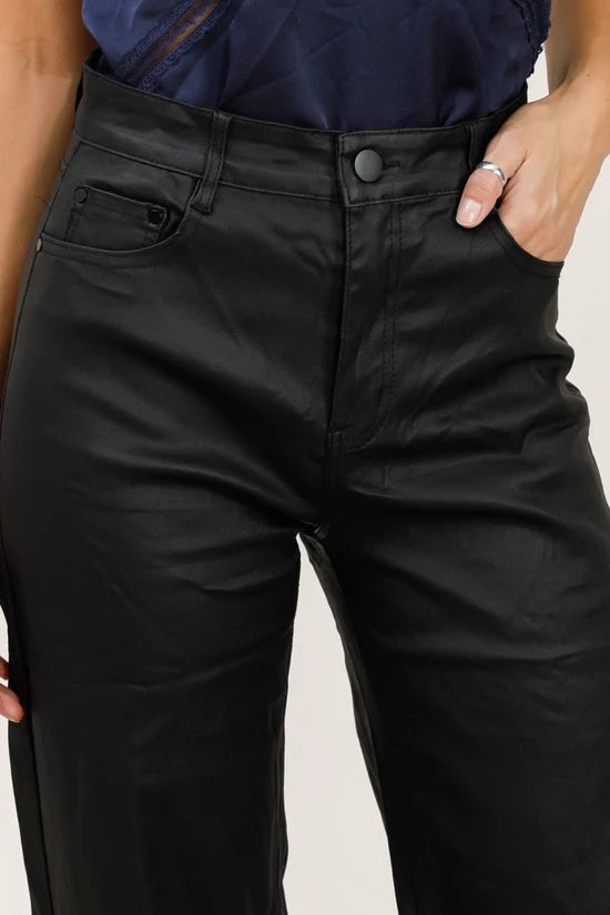 G Smack Wide Leg Stretchy PU Jeans