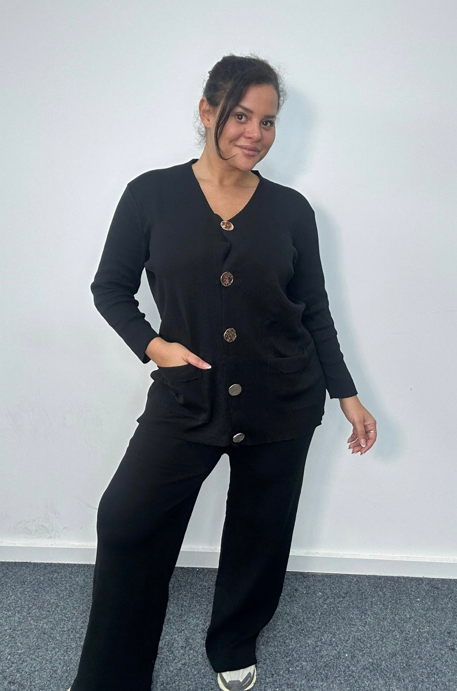 Plus Size Button Front Two Piece Co-Ord Lounge Set