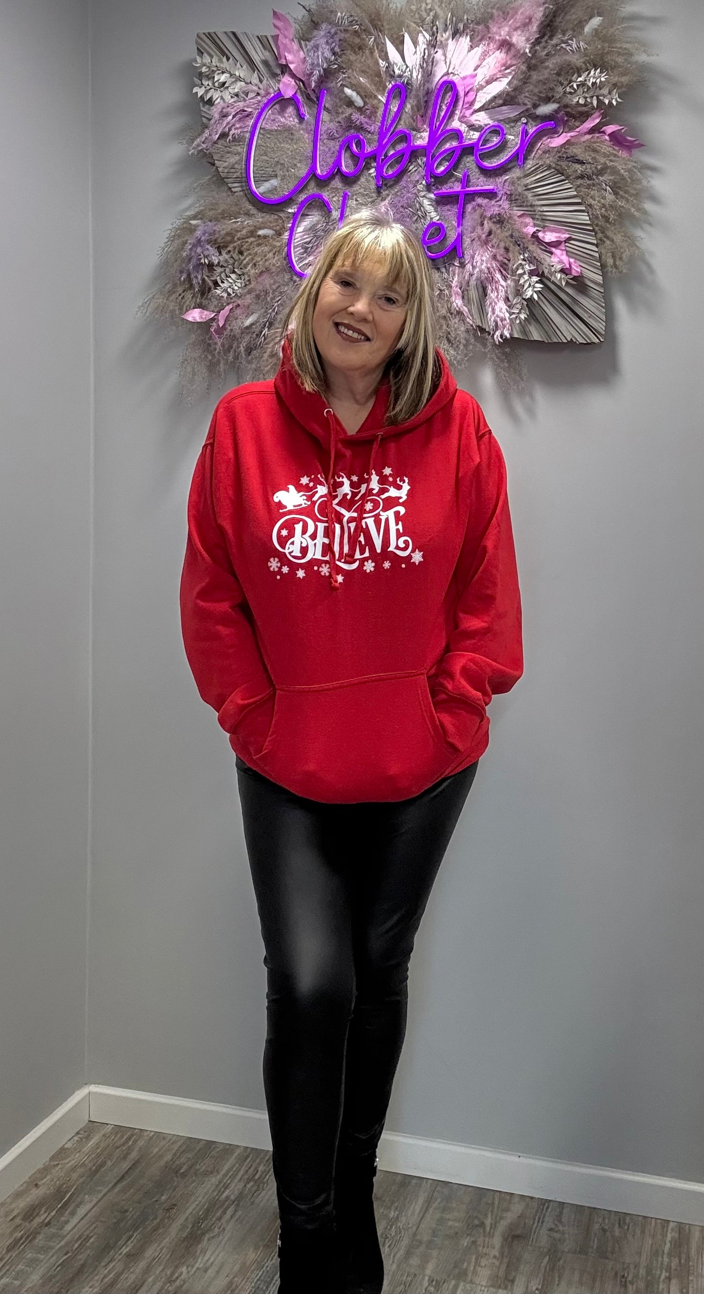 Red Believe Christmas Hoodie