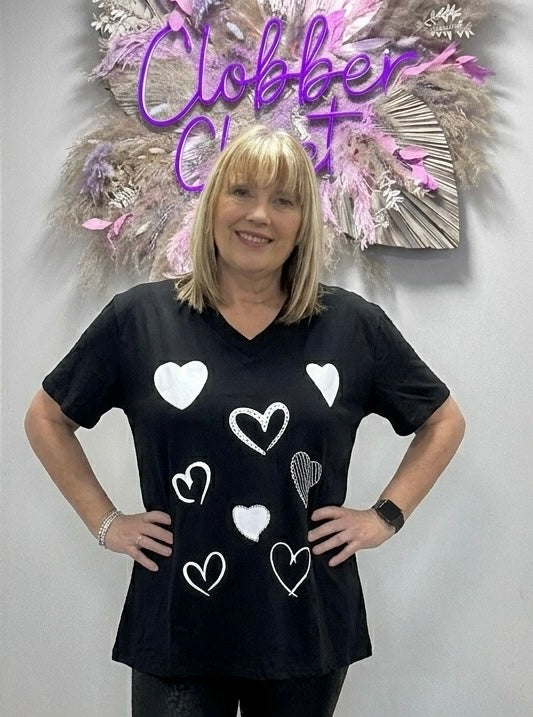 Plus Size All-Over Heart Print Oversized T-Shirt