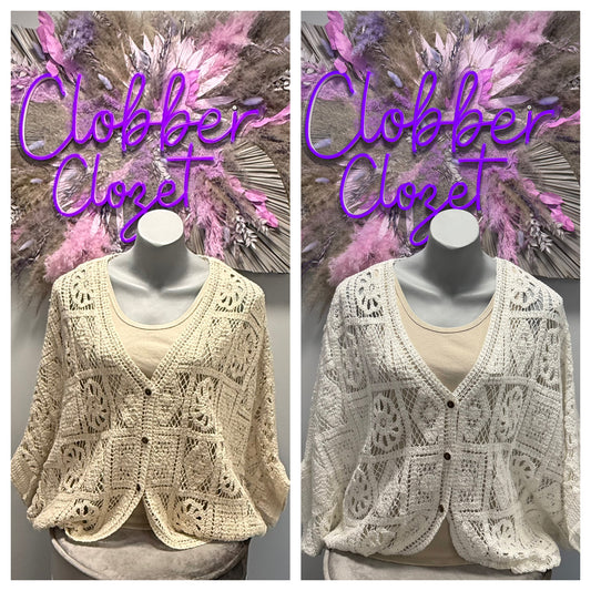Jessica Curve Hem Crochet Cotton Cardigan