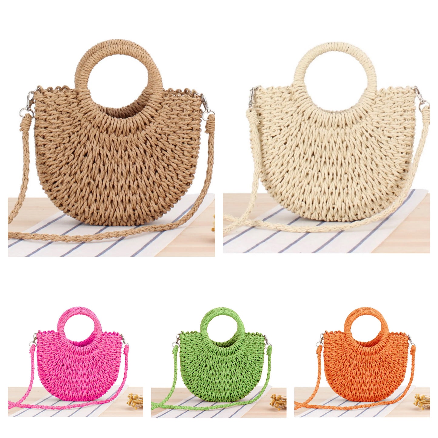 Small Top Handle Straw Bag