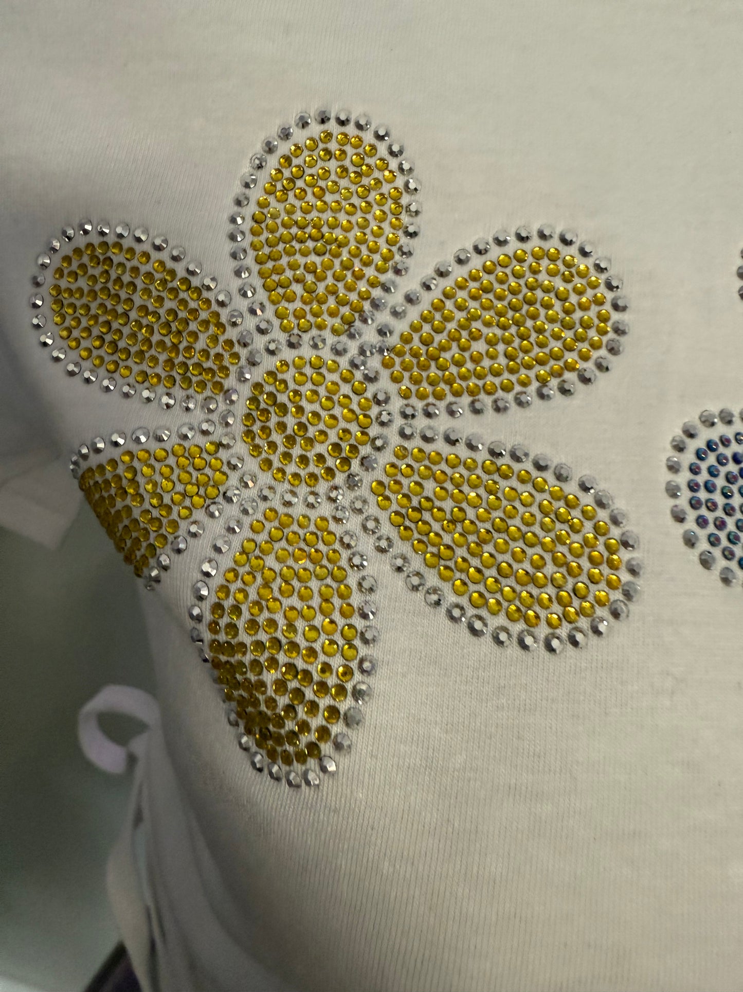 Danika White Side Tie Diamante Flower Crop Top