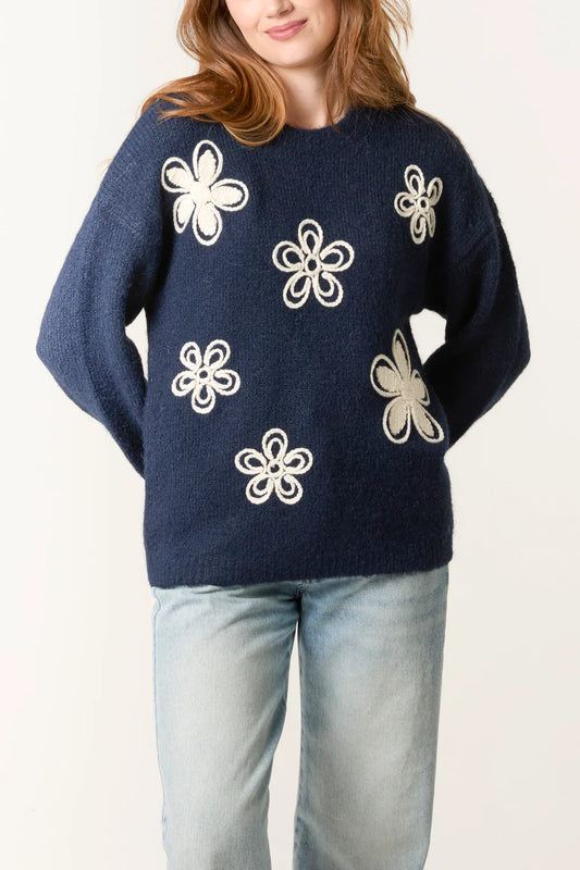 Embroidery Flowers Knit Jumper