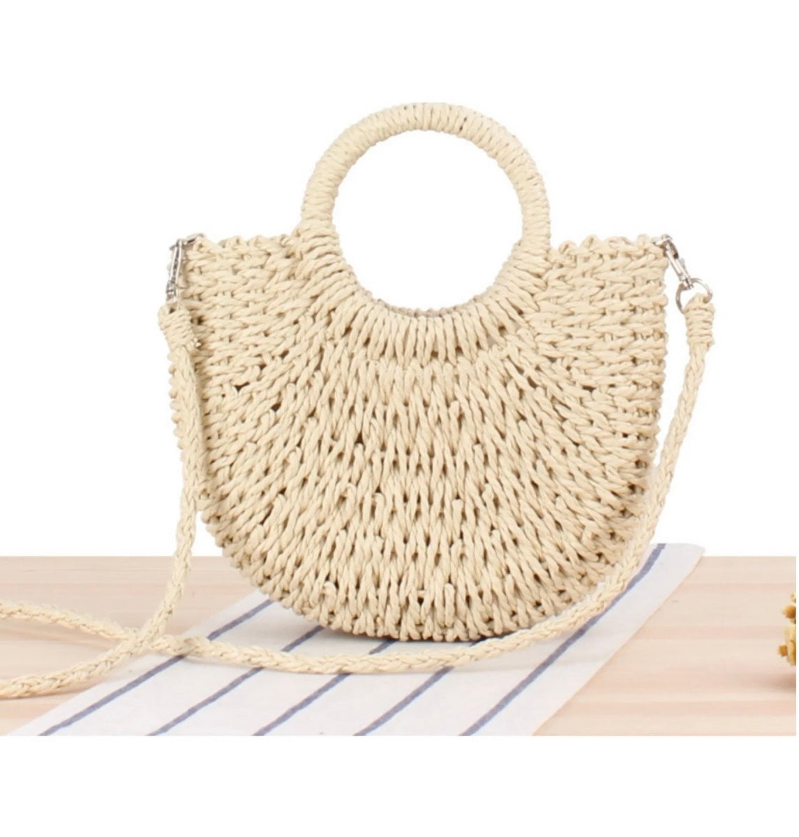 Small Top Handle Straw Bag