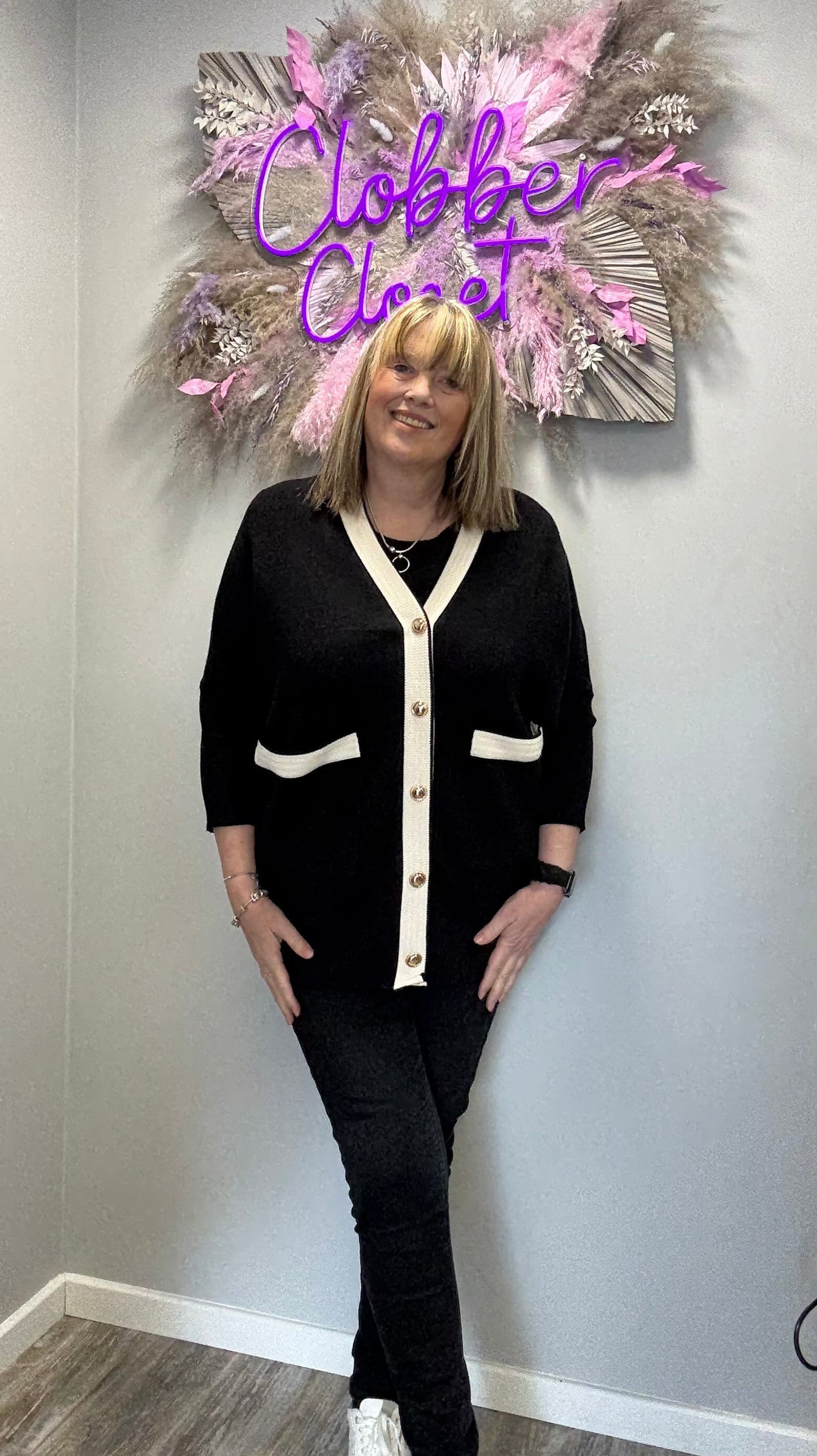 Black Gold Button Coatigan