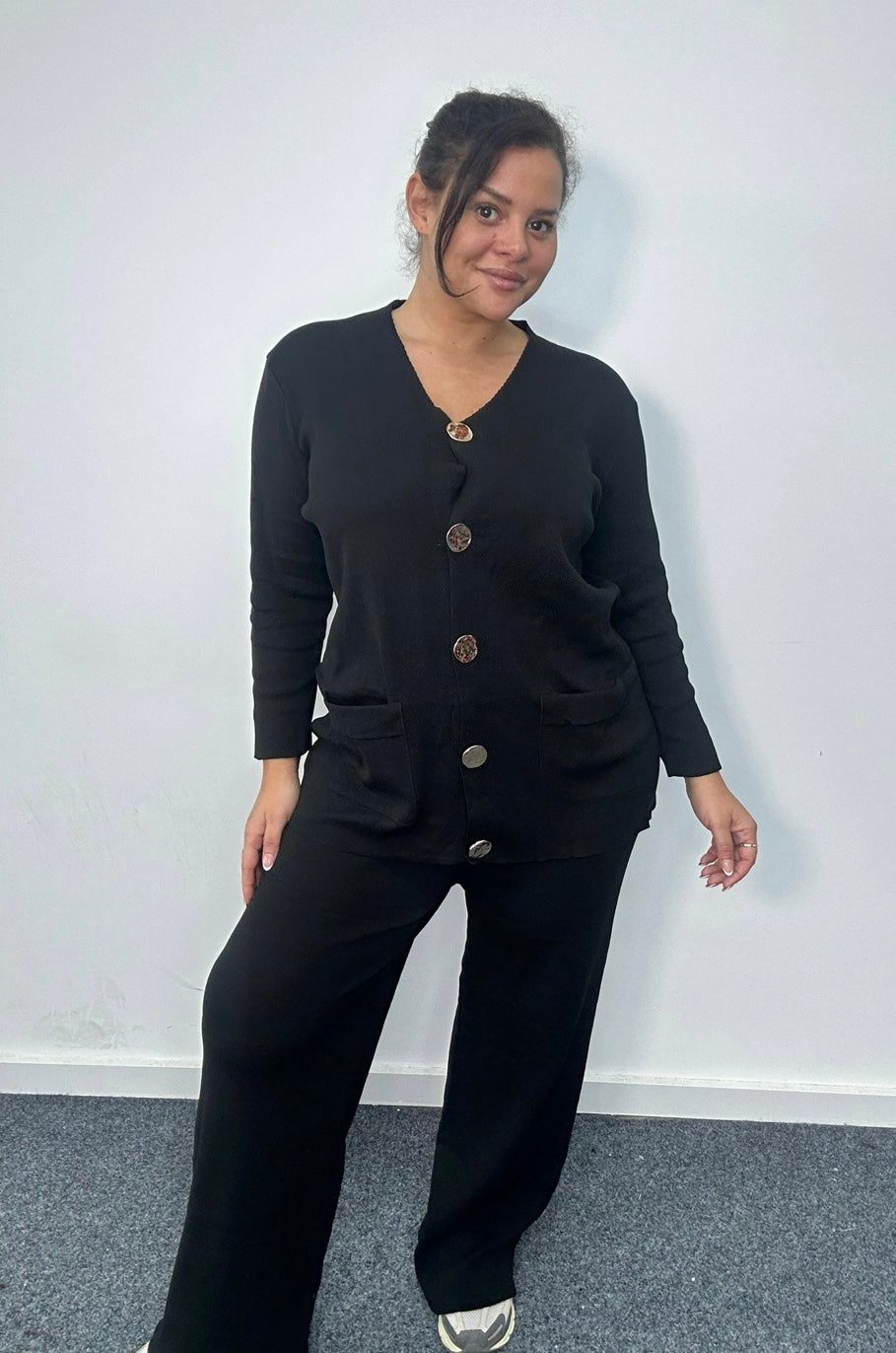 Plus Size Button Front Two Piece Co-Ord Lounge Set