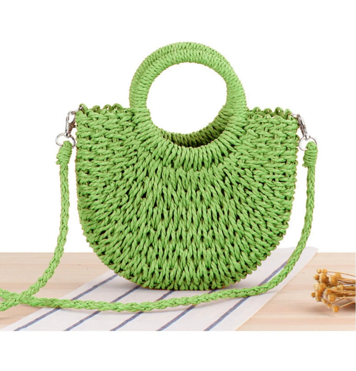 Small Top Handle Straw Bag
