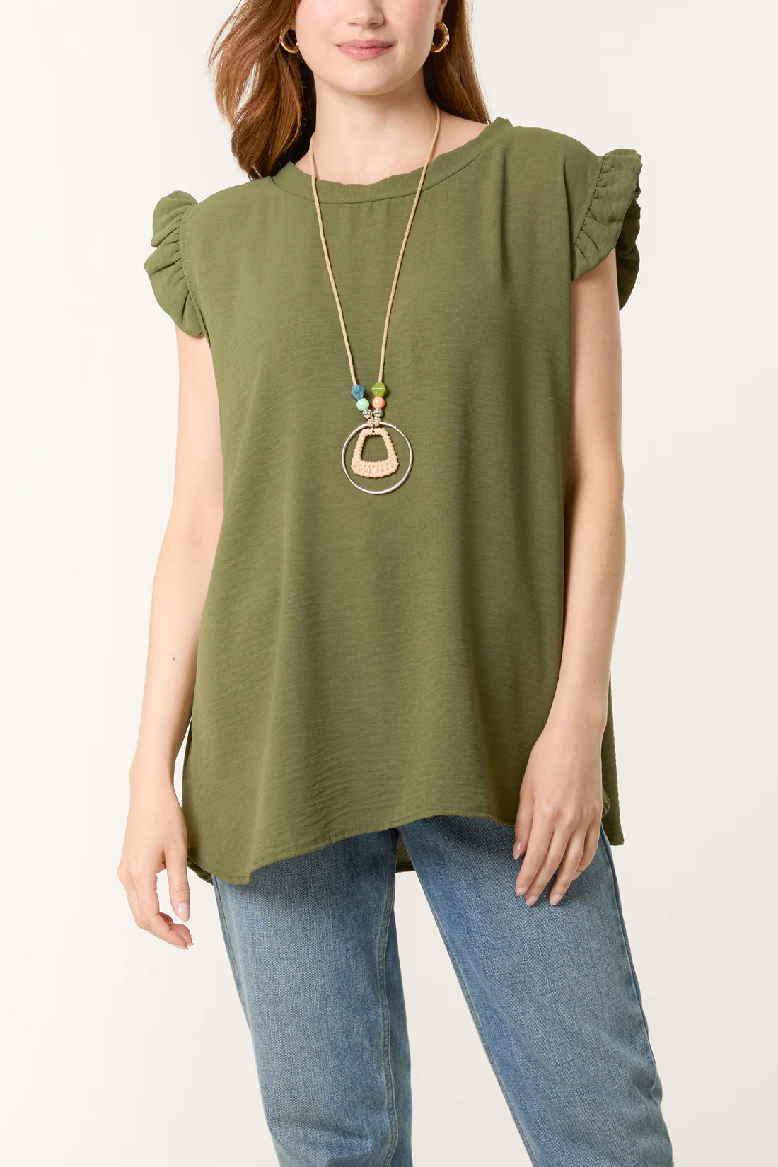 Necklace Frill Sleeve Top