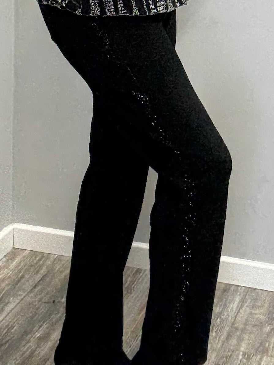 Side Sparkle Stretch Black Trousers