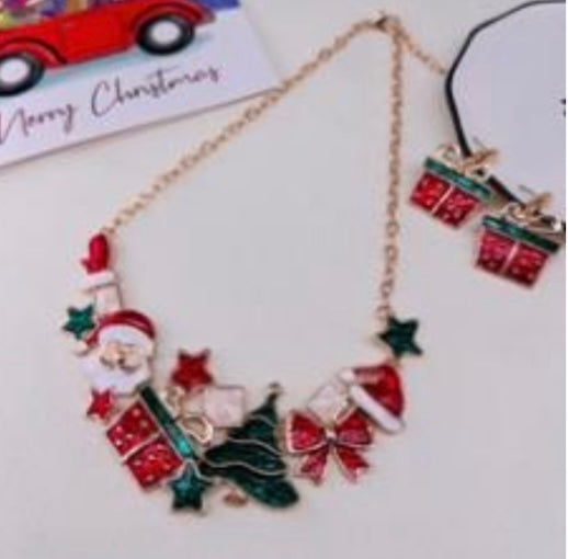 Christmas Necklace and Earrings Set
