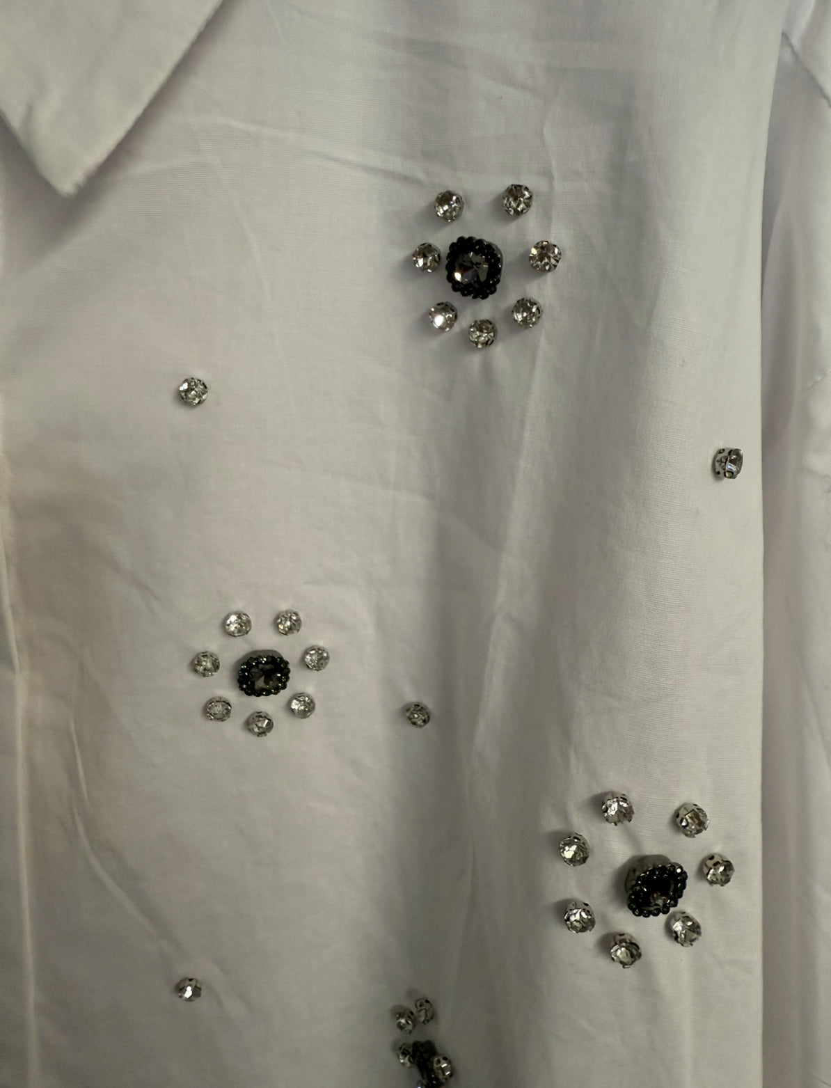 Zeta Otto White Circles Diamante Shirt