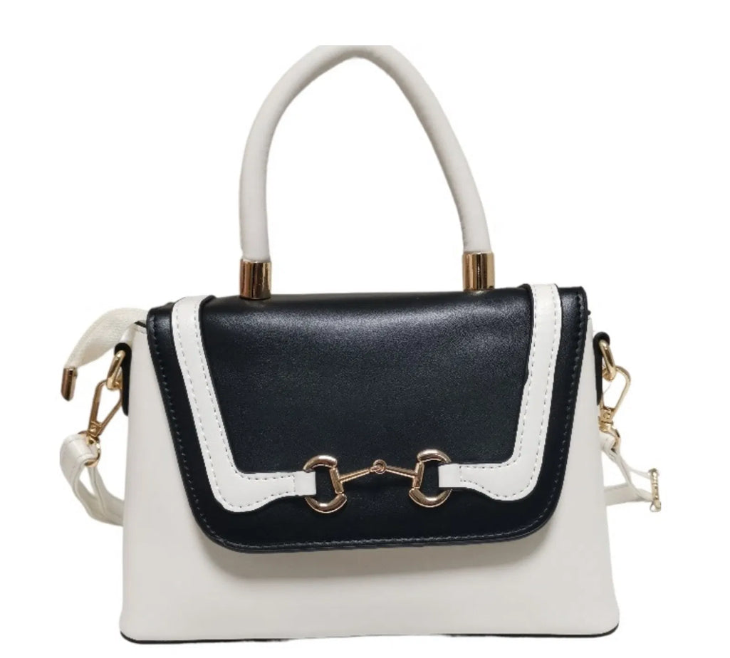 Black and White Small Two-toned Top Handle Bag Shoulder Bag
