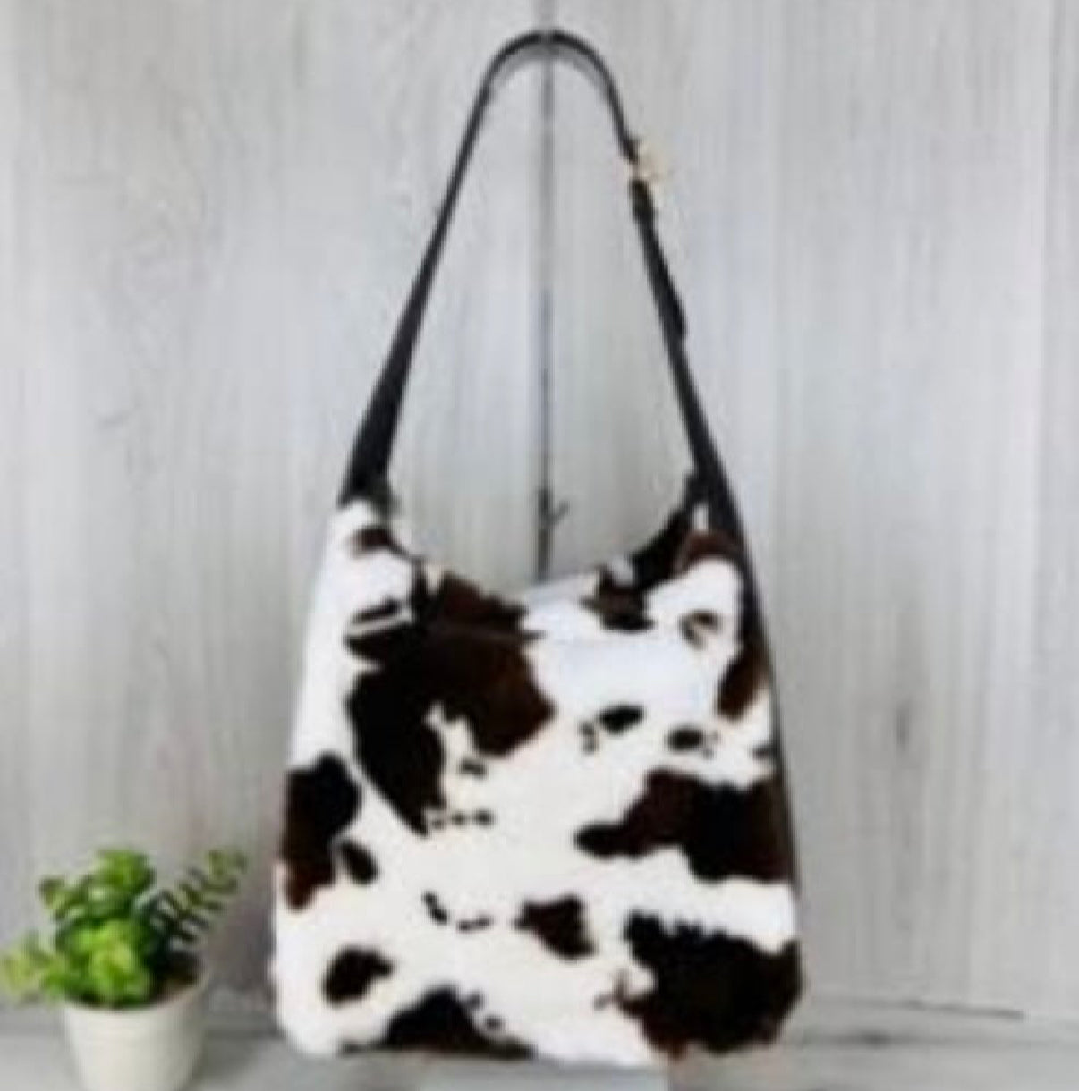 Faux Leather and Faux Fur Cow Print Bag